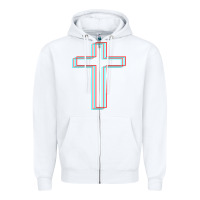 White A Neon Christian Cross Zipper Hoodie - artisFamous