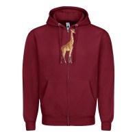 Burgundy Giraffe Zipper Hoodie - artisFamous