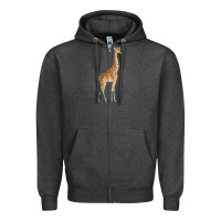 Charcoal Heather Giraffe Zipper Hoodie - artisFamous