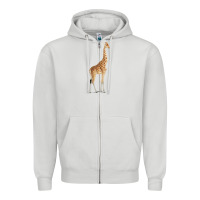 Dove Grey Giraffe Zipper Hoodie - artisFamous
