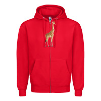 Red Giraffe Zipper Hoodie - artisFamous