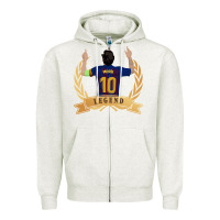 Oatmeal Heather Messi The Legend Zipper Hoodie - artisFamous