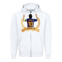 White Messi The Legend Zipper Hoodie - artisFamous