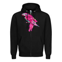 Black pink parrot T-shirts Zipper Hoodie - artisFamous