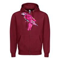 Burgundy pink parrot T-shirts Zipper Hoodie - artisFamous