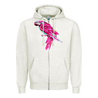 Oatmeal Heather pink parrot T-shirts Zipper Hoodie - artisFamous