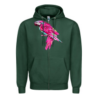 Sports Green pink parrot T-shirts Zipper Hoodie - artisFamous