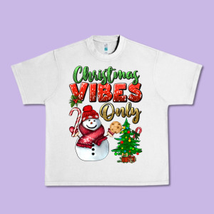Christmas Vibes Only Urban Heavy Tee Designed By Bundleandbundleshop