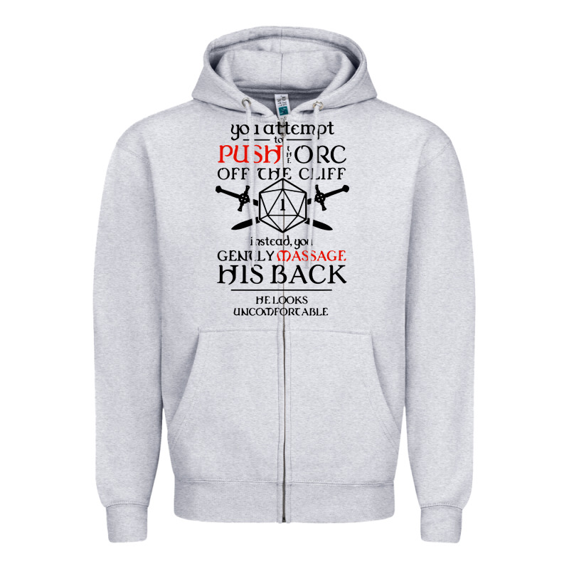 Tabletop Rpg D20 Orc Massage Critical Failure Zipper Hoodie by artisFamous | Teevron