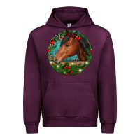 Mauve Wine Western Horse Christmas Urban Hoodie - RanaPortraitStore