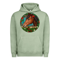 Pigment Oil Green Western Horse Christmas Urban Hoodie - RanaPortraitStore
