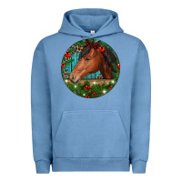 Pigment Pebble Blue Western Horse Christmas Urban Hoodie - RanaPortraitStore