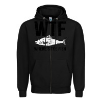 Black wtf where's the fish Zipper Hoodie - artisFamous