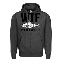 Charcoal Heather wtf where's the fish Zipper Hoodie - artisFamous