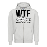 Dove Grey wtf where's the fish Zipper Hoodie - artisFamous