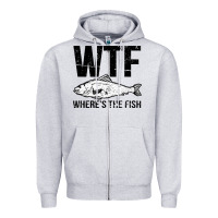 Heather Grey wtf where's the fish Zipper Hoodie - artisFamous