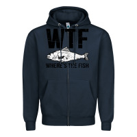 Navy wtf where's the fish Zipper Hoodie - artisFamous