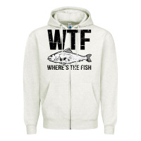 Oatmeal Heather wtf where's the fish Zipper Hoodie - artisFamous