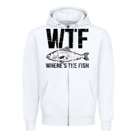 White wtf where's the fish Zipper Hoodie - artisFamous