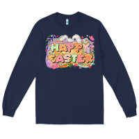 Navy Happy Easter Long Sleeve Tee - LillyAllenDesigns