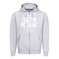 Heather Grey Tractor Mechanic Gift Funny Job Title Profession Birthday Idea Zipper Hoodie - artisFamous