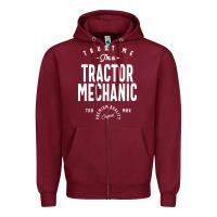 Burgundy Tractor Mechanic Gift Funny Job Title Profession Birthday Idea Zipper Hoodie - artisFamous