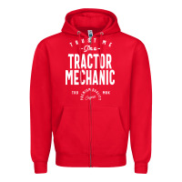 Red Tractor Mechanic Gift Funny Job Title Profession Birthday Idea Zipper Hoodie - artisFamous