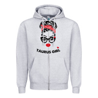 Heather Grey taurus girl Zipper Hoodie - artisFamous