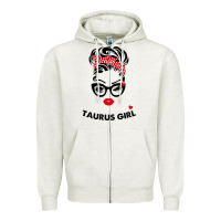 Oatmeal Heather taurus girl Zipper Hoodie - artisFamous