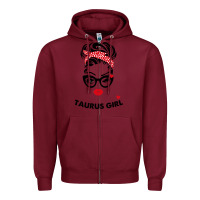 Burgundy taurus girl Zipper Hoodie - artisFamous