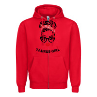 Red taurus girl Zipper Hoodie - artisFamous