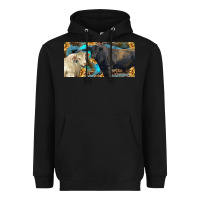 Black Charolais and black angus bull with sunflower and leopard Heavyweight Hoodie - RanaPortraitStore