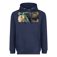 Navy Charolais and black angus bull with sunflower and leopard Heavyweight Hoodie - RanaPortraitStore