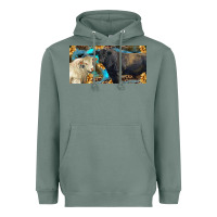 Sage Charolais and black angus bull with sunflower and leopard Heavyweight Hoodie - RanaPortraitStore