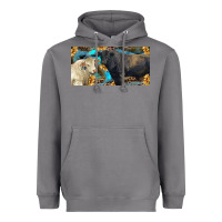 Storm Charolais and black angus bull with sunflower and leopard Heavyweight Hoodie - RanaPortraitStore