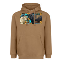 Toasted Coconut Charolais and black angus bull with sunflower and leopard Heavyweight Hoodie - RanaPortraitStore
