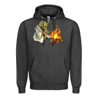 Charcoal Heather Yoda is warming up Zipper Hoodie - artisFamous