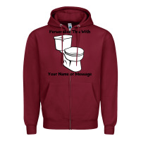 Burgundy toilet Zipper Hoodie - artisFamous