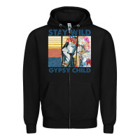 Black stay wild gypsy child letter rainbow Zipper Hoodie - artisFamous