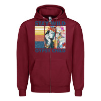 Burgundy stay wild gypsy child letter rainbow Zipper Hoodie - artisFamous