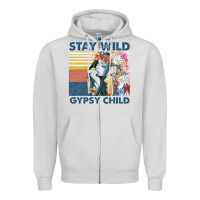 Dove Grey stay wild gypsy child letter rainbow Zipper Hoodie - artisFamous