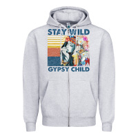 Heather Grey stay wild gypsy child letter rainbow Zipper Hoodie - artisFamous