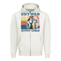 Oatmeal Heather stay wild gypsy child letter rainbow Zipper Hoodie - artisFamous