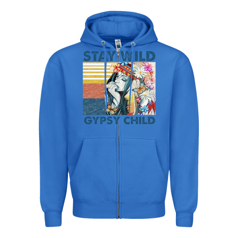 Stay Wild Gypsy Child Letter Rainbow Zipper Hoodie by artisFamous | Teevron