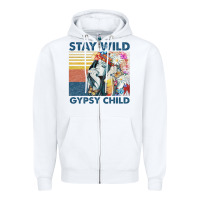 White stay wild gypsy child letter rainbow Zipper Hoodie - artisFamous