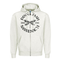 Oatmeal Heather dinna fash sassenach Zipper Hoodie - artisFamous