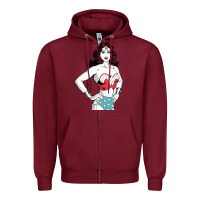 Burgundy wonder woman Zipper Hoodie - artisFamous