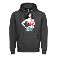Charcoal Heather wonder woman Zipper Hoodie - artisFamous