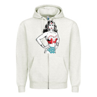 Oatmeal Heather wonder woman Zipper Hoodie - artisFamous