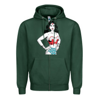 Sports Green wonder woman Zipper Hoodie - artisFamous